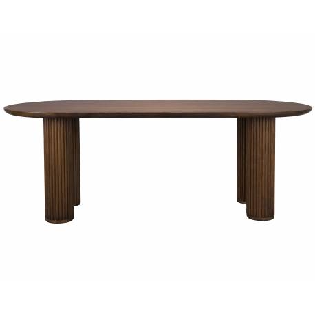 Table Dean Dutchbone Table de Salle à Manger Ovale Chêne Finition Foncée Design Rétro 76x90x220cm