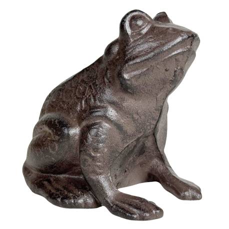 Grenouille Fonte Marron Rainette à Poser Décoration de Jardin Statuette 10,5x12,5x13cm
