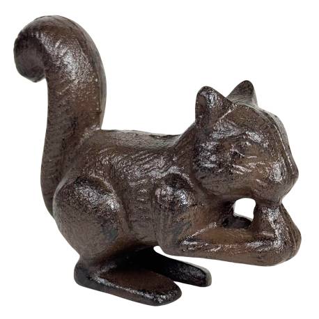 Ecureuil en Fonte Marron Animal à Poser Décoration de Jardin Statuette Extérieure 5,5x11,5x14cm