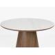 Table Almira Woody Table de Salle à Manger Ronde en Bois et Effet Marbre Guéridon Finition Noyer Design Seventies 77x115x115cm