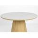 Table Almira Woody Table de Salle à Manger Ronde en Bois et Effet Marbre Finition Chêne Clair Design Seventies 77x115x115cm