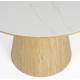 Table Almira Woody Table de Salle à Manger Ronde en Bois et Effet Marbre Finition Chêne Clair Design Seventies 77x115x115cm