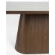 Table Almira Woody Table de Salle à Manger Ovale en Bois et Effet Marbre Guéridon Finition Noyer Design Seventies 77x90x200cm