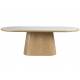 Table Almira Woody Table de Salle à Manger Ovale en Bois et Effet Marbre Finition Chêne Clair Design Seventies 77x90x200cm