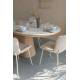 Table Almira Woody Table de Salle à Manger Ovale en Bois et Effet Marbre Finition Chêne Clair Design Seventies 77x90x200cm