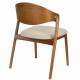 Lot de 2 Chaises Babington Dutchbone Duo de Fauteuils de Table en Bois et Tissu Chiné Marron Assises Rétro 56,5x58x80,5cm