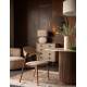 Lot de 2 Chaises Babington Dutchbone Duo de Fauteuils de Table en Bois et Tissu Chiné Marron Assises Rétro 56,5x58x80,5cm