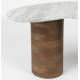 Table de Salon Peli Woody Table Basse Manguier et Marbre Sellette Forme Haricot Design 39x48x84cm