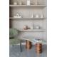 Table de Salon Peli Woody Table Basse Manguier et Marbre Sellette Forme Haricot Design 39x48x84cm