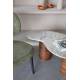 Table de Salon Peli Woody Table Basse Manguier et Marbre Sellette Forme Haricot Design 39x48x84cm