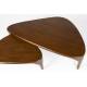 Duo de Tables Basses Isla Zuiver Tables Basses Gigognes en Hévéa et Placage Noyer Consoles Triangulaires 36x60x110cm