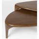 Duo de Tables Basses Isla Zuiver Tables Basses Gigognes en Hévéa et Placage Noyer Consoles Triangulaires 36x60x110cm
