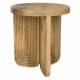 Table d'Appoint Maeze Woody Bout de Canapé Rond en Manguier Sellette Motifs Géométriques 40x40x45cm