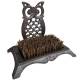 Gratte-Pieds avec Brosse à Pieds et Chaussures Motif Hibou en Fonte Patinée Marron 16x18,5x25cm
