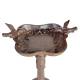 Bain Oiseau sur Pied Mangeoire à Poser patinée Marron Bénitier Coupelle 2 Oiseaux 13,5x20x27,5cm