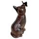 Chat en Fonte Statue Félin à Poser Décoration de Jardin Patinée Marron 7,5x9x15cm