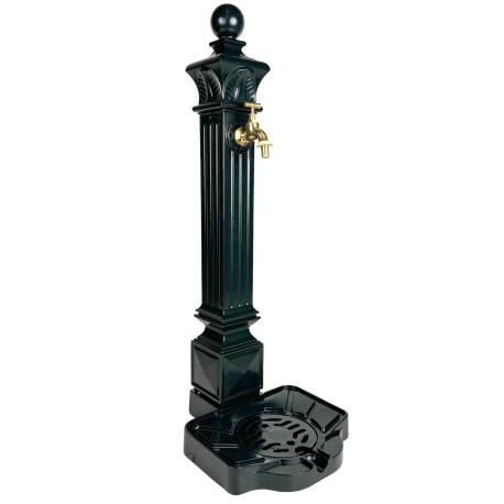 Fontaine de Jardin Décoration à Poser en Fonte d'Aluminium et Robinet en Laiton Colonne à Eau Style Antan 29x33x81cm