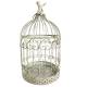 Grande Cage à Oiseaux Volière Ronde en Acier Patiné Blanc Abri Décoratif à Suspendre 19,5x19,5x36cm