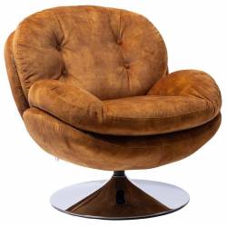 Fauteuil Memento Tissu Gold Marque Athezza Loveuse Pivotante Acier Chromé 81x83x86cm