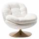 Fauteuil Memento Tissu Blanc Marque Athezza Loveuse Pivotante Pied Acier Gold 81x83x86cm
