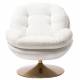 Fauteuil Memento Tissu Blanc Marque Athezza Loveuse Pivotante Pied Acier Gold 81x83x86cm