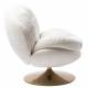 Fauteuil Memento Tissu Blanc Marque Athezza Loveuse Pivotante Pied Acier Gold 81x83x86cm