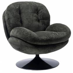 Fauteuil Memento Tissu Kaki Marque Athezza Loveuse Pivotante Pied Acier Noir 81x83x86cm