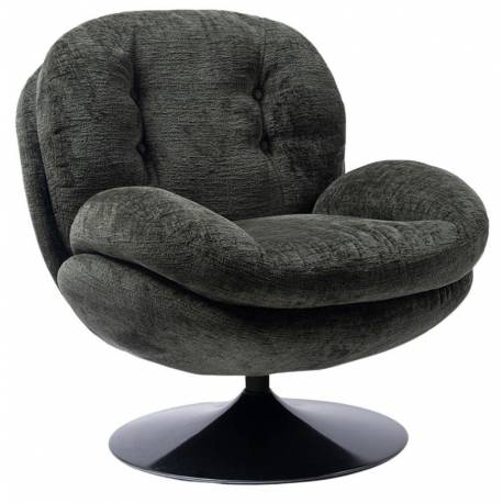 Fauteuil Memento Tissu Kaki Marque Athezza Loveuse Pivotante Pied Acier Noir 81x83x86cm