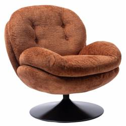 Fauteuil Memento Tissu Orange Brulé Marque Athezza Loveuse Pivotante Pied Acier Noir 81x83x86cm