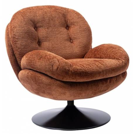 Fauteuil Memento Tissu Orange Brulé Marque Athezza Loveuse Pivotante Pied Acier Noir 81x83x86cm
