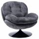 Fauteuil Memento Tissu Gris Marque Athezza Loveuse Pivotante Pied Acier Noir 81x83x86cm