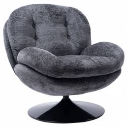 Fauteuil Memento Tissu Gris Marque Athezza Loveuse Pivotante Pied Acier Noir 81x83x86cm