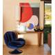 Fauteuil Memento Tissu Uni Bleu Marque Athezza Loveuse Pivotante Pied Acier Bleu 81x83x86cm