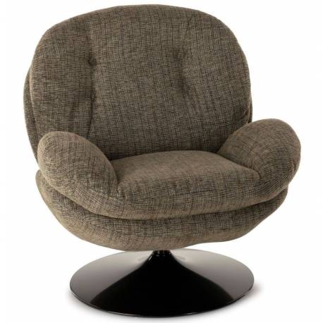Fauteuil Memento Chiné Vert Mousse Marque Athezza Loveuse Pivotante Acier Noir 81x83x86cm