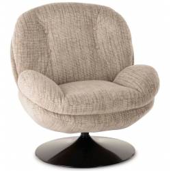 Fauteuil Memento Chiné Beige Marque Athezza Loveuse Pivotante Acier Noir 81x83x86cm