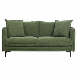 Canapé Modène Vert Mousse 2 Places Athezza Sofa avec Coussins Banquette 2 Personnes en Bois Acier et Tissu 85x91x164cm