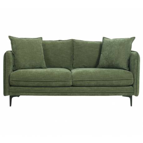 Canapé Modène Vert Mousse 2 Places Athezza Sofa avec Coussins Banquette 2 Personnes en Bois Acier et Tissu 85x91x164cm