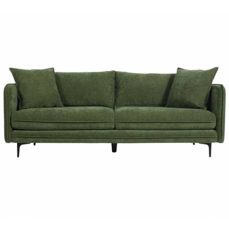 Canapé Modène Vert Mousse 3 Places Athezza Sofa avec Coussins Banquette 3 Personnes en Bois Acier et Tissu 85x91x204cm