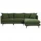 Canapé d'Angle Modène Vert Mousse 3-4 Places Athezza Sofa avec Coussins Banquette en Bois Acier et Tissu 85x160x251cm