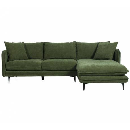 Canapé d'Angle Modène Vert Mousse 3-4 Places Athezza Sofa avec Coussins Banquette en Bois Acier et Tissu 85x160x251cm