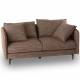 Canapé Modène Marron Chiné 2 Places Athezza Sofa avec Coussins Banquette 2 Personnes en Bois Acier et Tissu 85x91x164cm