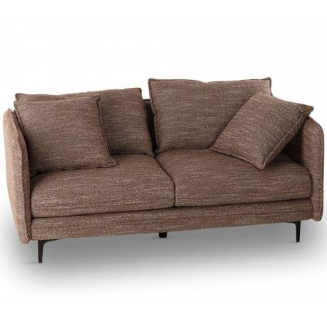 Canapé Modène Marron Chiné 2 Places Athezza Sofa avec Coussins Banquette 2 Personnes en Bois Acier et Tissu 85x91x164cm