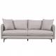 Canapé Modène Beige Chiné 3 Places Athezza Sofa avec Coussins Banquette 3 Personnes en Bois Acier et Tissu 85x91x204cm