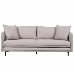 Canapé Modène Beige Chiné 3 Places Athezza Sofa avec Coussins Banquette 3 Personnes en Bois Acier et Tissu 85x91x204cm