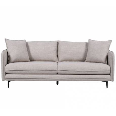 Canapé Modène Beige Chiné 3 Places Athezza Sofa avec Coussins Banquette 3 Personnes en Bois Acier et Tissu 85x91x204cm