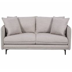 Canapé Modène Beige Chiné 2 Places Athezza Sofa avec Coussins Banquette 2 Personnes en Bois Acier et Tissu 85x91x164cm