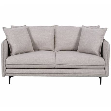Canapé Modène Beige Chiné 2 Places Athezza Sofa avec Coussins Banquette 2 Personnes en Bois Acier et Tissu 85x91x164cm