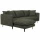 Canapé d'Angle Modène Vert Chiné 3-4 Places Athezza Sofa avec Coussins Banquette en Bois Acier et Tissu 85x160x251cm