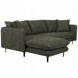 Canapé d'Angle Modène Vert Chiné 3-4 Places Athezza Sofa avec Coussins Banquette en Bois Acier et Tissu 85x160x251cm