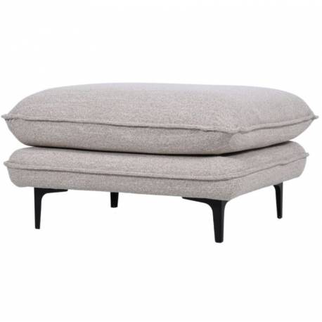 Ottoman Modène Beige Chiné 1 Places Athezza Pouf avec Coussin Siège 1 Personnes en Bois Acier et Tissu 45x72x82cm